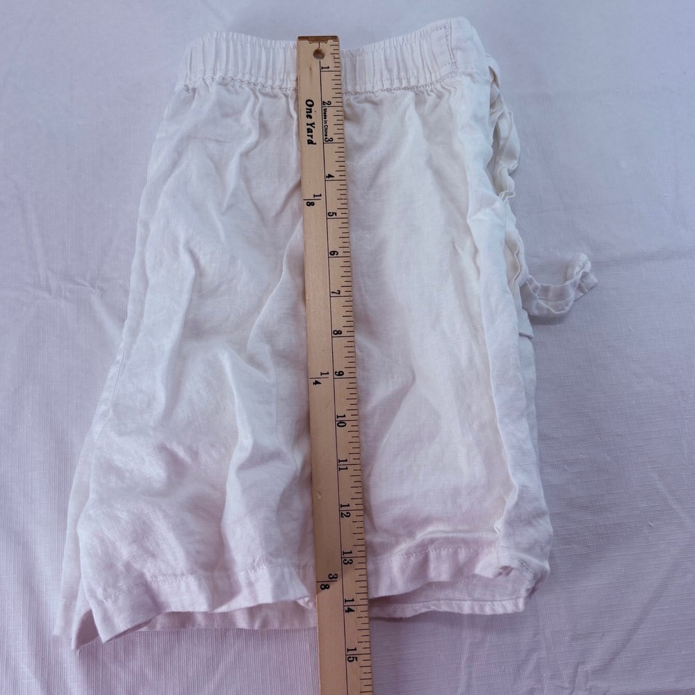 Joie White 100% Linen Wrap Skort Women Large Cargo Pocket Side Tie Casual Summer - Picture 5 of 7